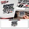 Наклейка на шлем Rowdy Racing Прочный виниловый стикер Размер 5 дюймов Устойчивая к погодным условиям Водонепроницаемый дизайн для автомобилей Ноутбуков и многого другого