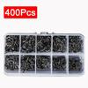 400Pcs Boxed High Carbon Steel Fishing Hooks Wide Gap Offset Fishing Hook Set for Saltwater and Freshwater with 10 Sizes