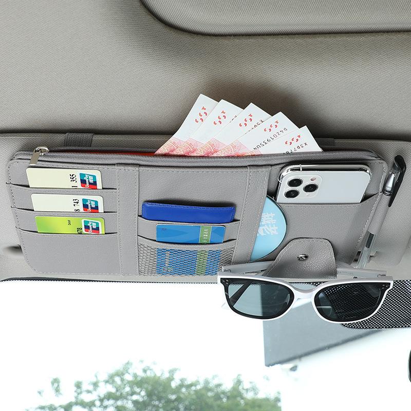 6 Colors 2023 Car Sun Visor Storage Box Bill Pen Card Holder Dvd Organizer With Sunglasses Clip Sorage Bag Card Case Stowing Tidying Car Accessories