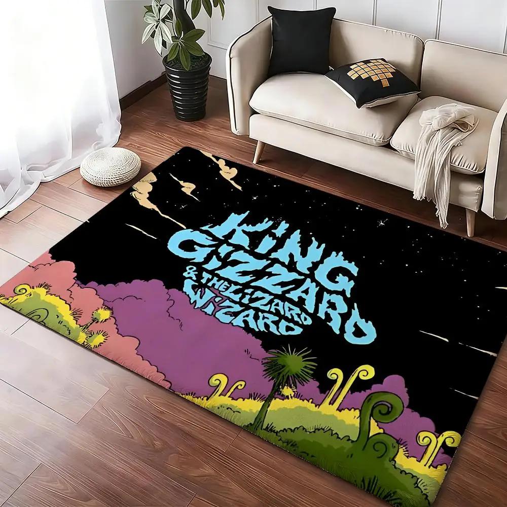 Коврик для пола King G-Gizzard and The Lizard Wizard Мягкий Утолщенный Нескользящий Коврик для прихожей Гостиной Спальни Домашний Декор Фланелевые Коврики