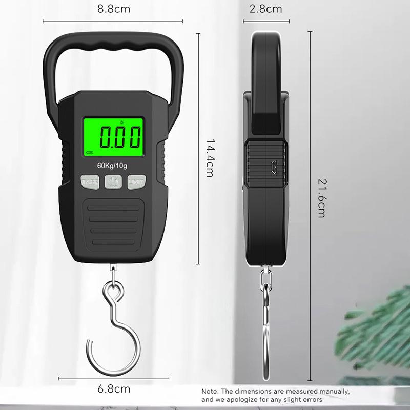 Портативные цифровые весы 60 кг 10 г Электронные подвесные весы для багажа Зарядка от батареи/USB ЖК-дисплей Рыболовные весы
