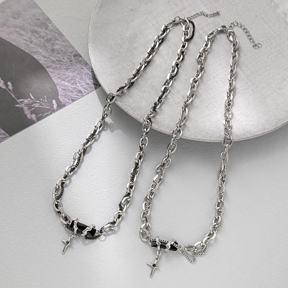 Forest Jewelry Black Necklace With Titanium Chain For Couples Decoration Female