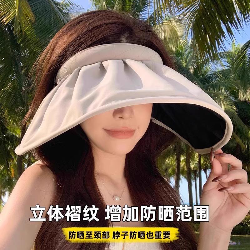 Новая летняя шляпа для защиты от солнца для женщин, повседневная шляпа-повязка с широкими полями, защита от УФ, открытый верх в форме ракушки