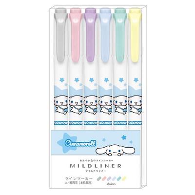 Kamio Japan Cinnamoroll Набор из 2-х маркеров Mildliner: толстый и тонкий 248663 Набор из 6 цветов, Маркеры, 6, Наконечники,