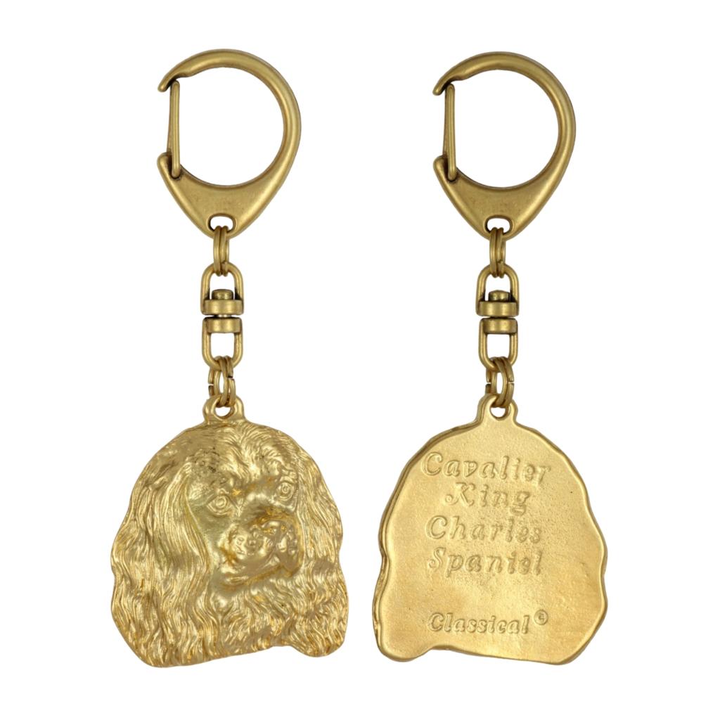 Cavalier King Charles Spaniel - Gilded Key Ring with Dog In Gift Box, Handbag Decoration, Luxury Accessory by Art-Dog Brand