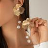 Trendy Flower Long Hanging Earrings Retro Ginkgo Leaf Hollow Earrings Petal Earrings Studs  Hipster