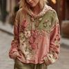 Женский модный худи с длинными рукавами в винтажном стиле, пэчворк, с цветочным принтом, повседневный