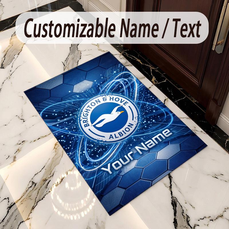 Crystal Velvet Rug Brighton & Hove Albion Football Print Custom Name Text Floor Mat Home Decor