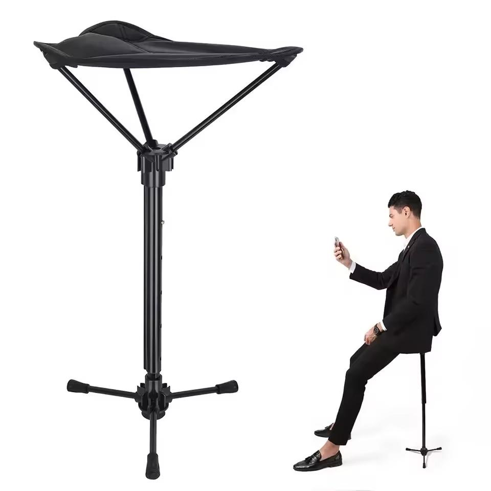 Folding Chair Collapsible Chair Retractable Walking Aid Crutch Stool Adjustable Hiking Chair For Outdoor Hiking Picnic TraveL