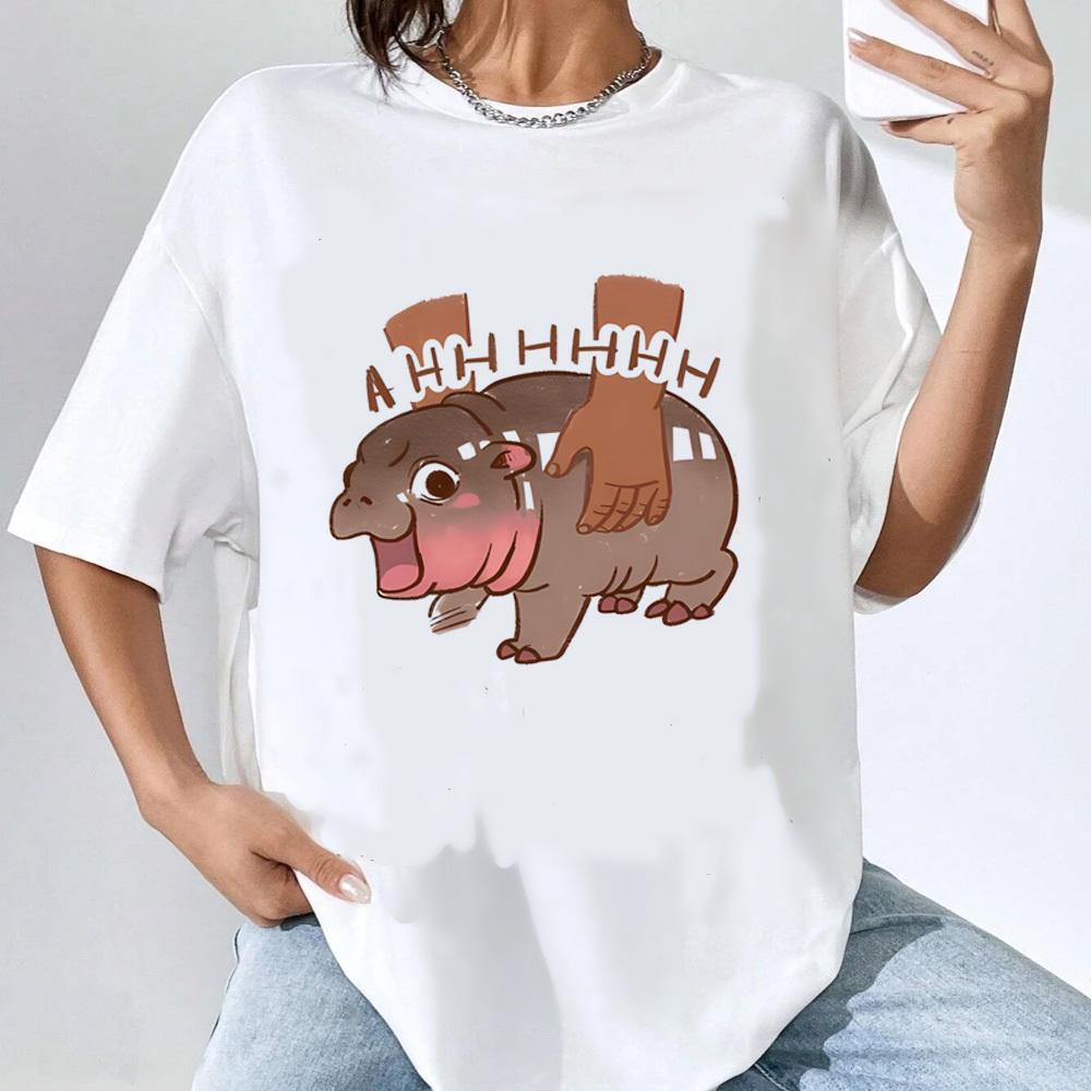 Moo Deng top tees teen Trendy hip hop Pop Culture kawaii tshirt Retro Grunge Vintage hip hop Comfortable Y2k