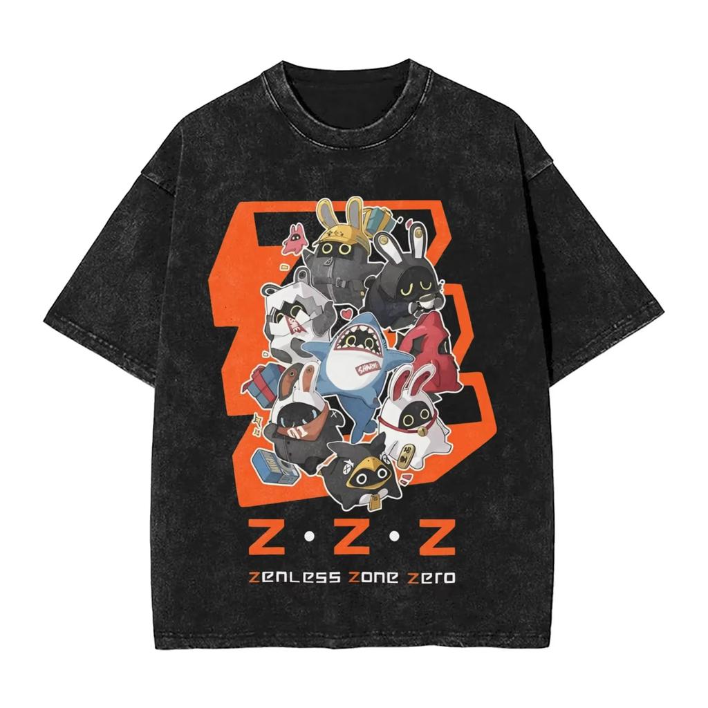 Zenless Zone Zero Unisex Washed Oversize TShirt Unisex Unisex Streetwear Y2k Cotton Anime Graphic Short Tshirt