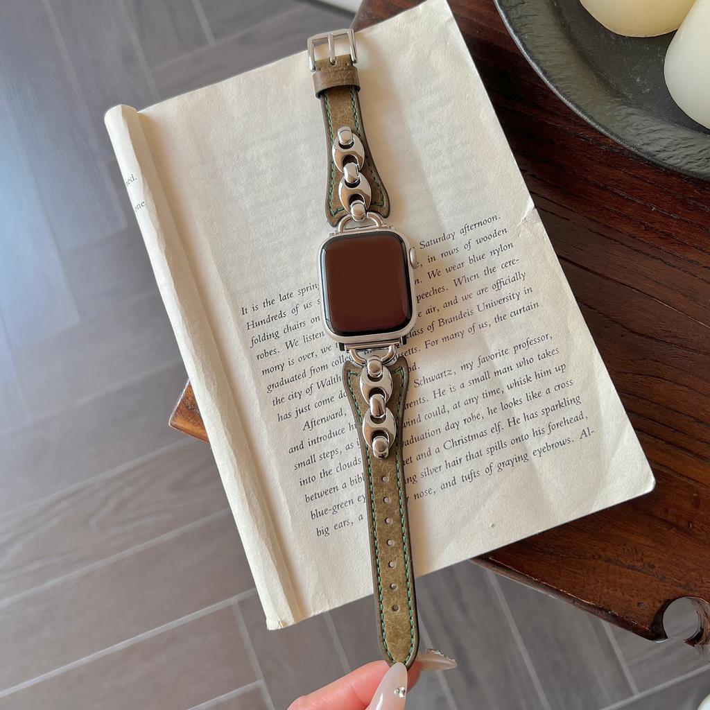 Wrist Strap for Apple Watch Series 10 9 8 7 SE 6 5 4 3 2 1 42mm 41mm 40mm 38mm D Metal Buckle Genuine Cow Leather Band