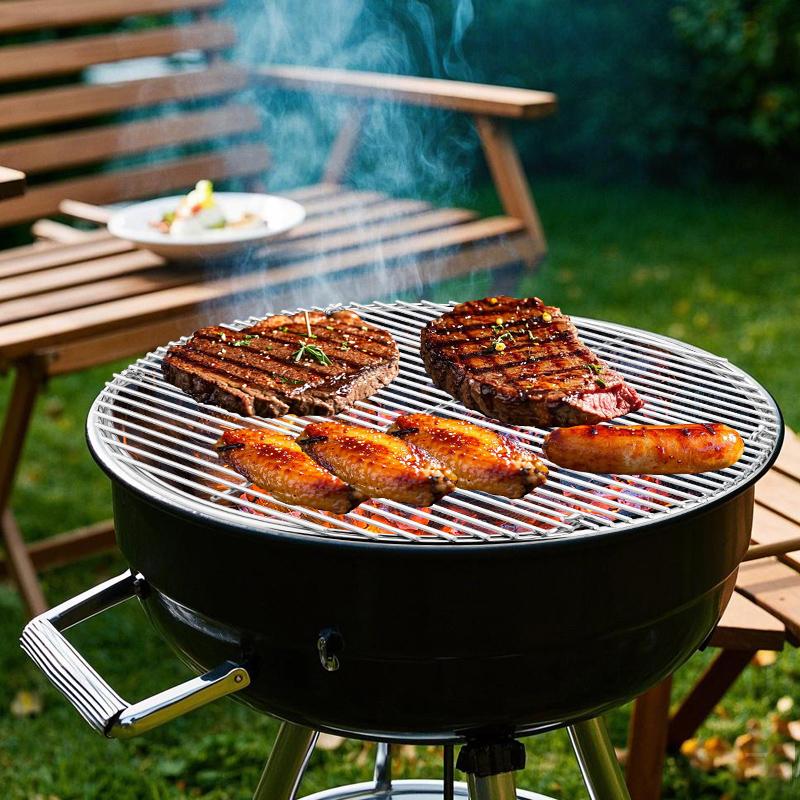 17-дюймовая круглая металлическая решетка для угля, сменная шарнирная решетка для приготовления пищи с ручками, совместимая с 18-дюймовым угольным контейнером Weber