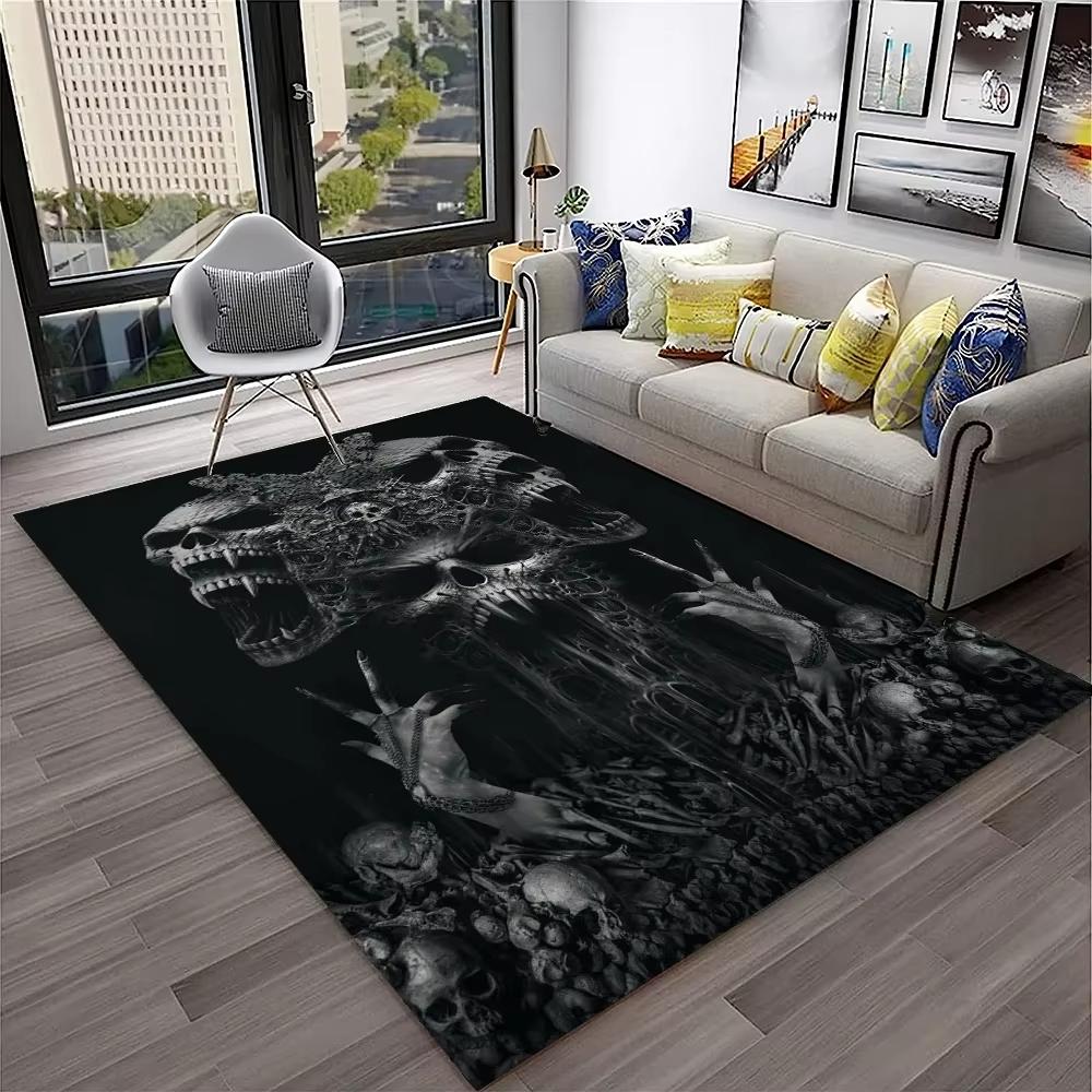 Gothic Horror Skull Ghost Cartoon Carpet Rug for Home Living Room Bedroom Sofa Doormat Decor,kids Area Rug Floor Mat