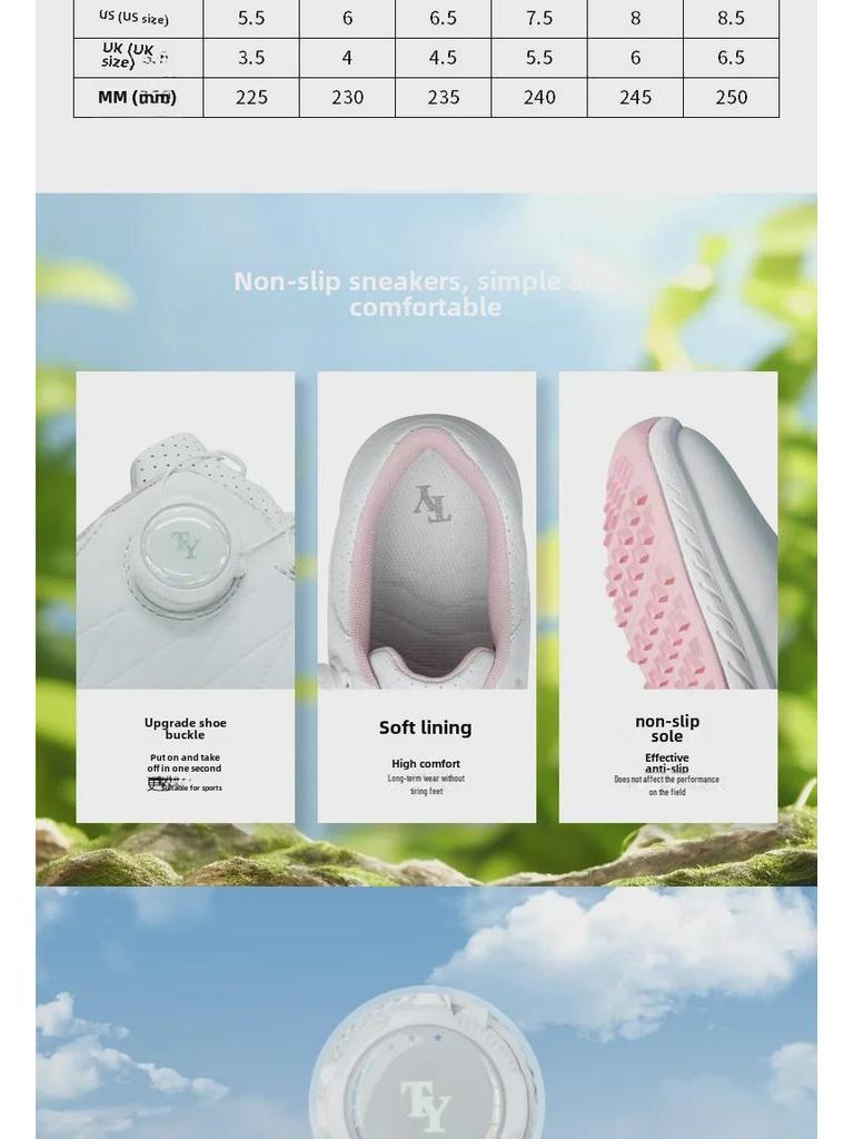 Женские водонепроницаемые туфли для гольфа с пряжкой-кнопкой, эластичными шнурками, нескользящими фиксированными шипами