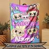 Custom Name Personalized Labubu Print Blanket, Home Decor, Bedroom, Sofa, Camping, Couch, Gifts for Birthday Christmas