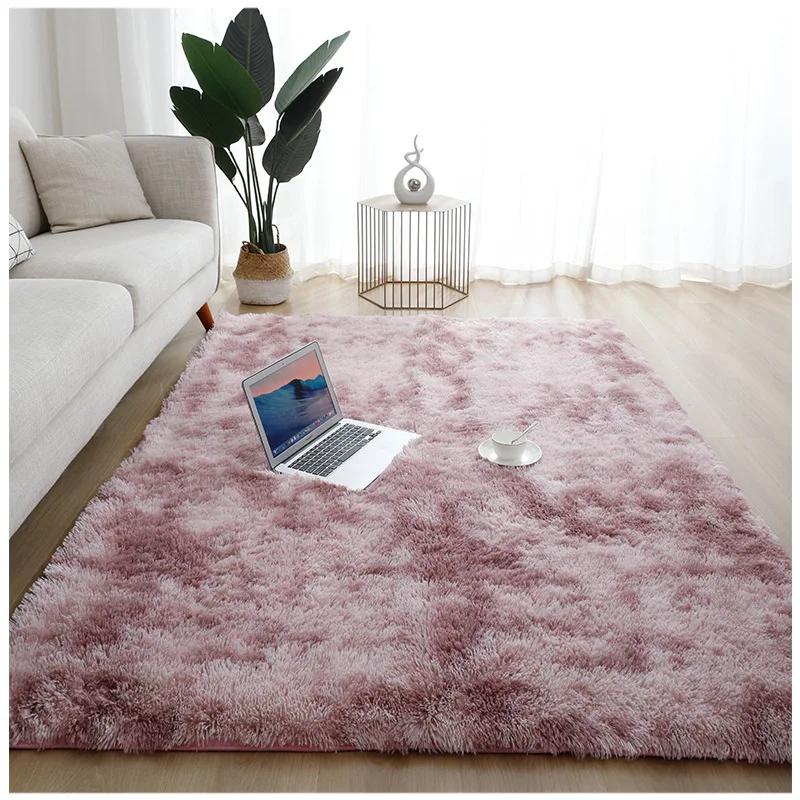 Плюшевый ковер, украшение для гостиной, пушистый ковер, толстые ковры для спальни, противоскользящие напольные мягкие коврики для отдыха, однотонные большие ковры для пола