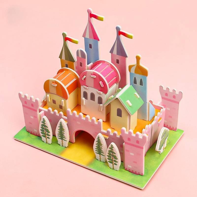 Большая Пенопластовая 3D Пазл-Карта Для Детей Сделай Сам Ручная Сборка Радужный Замок Развивающая Головоломка