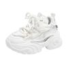 Thick Sole Women Breathable Leather Sneakers 8CM Heels High Platform Outdoor Sport Dad Shoes Trainers White Chunky Shoes