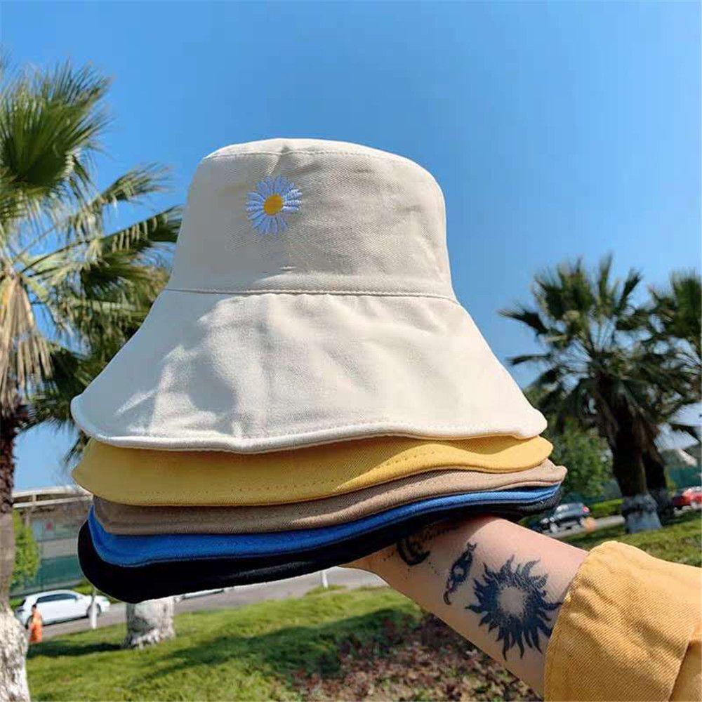 Spring Summer Portable Daisies Foldable Sun Hat Bucket Hat Fisherman Cap Beach Cap