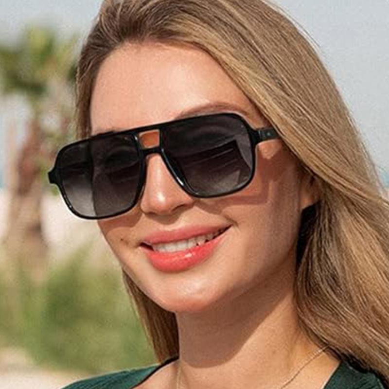 European American Stylish Women's Sunglasses Pilot Shape Double Bridge Men's Sun Glasses Hiking Mountaineering Sun Glass Women