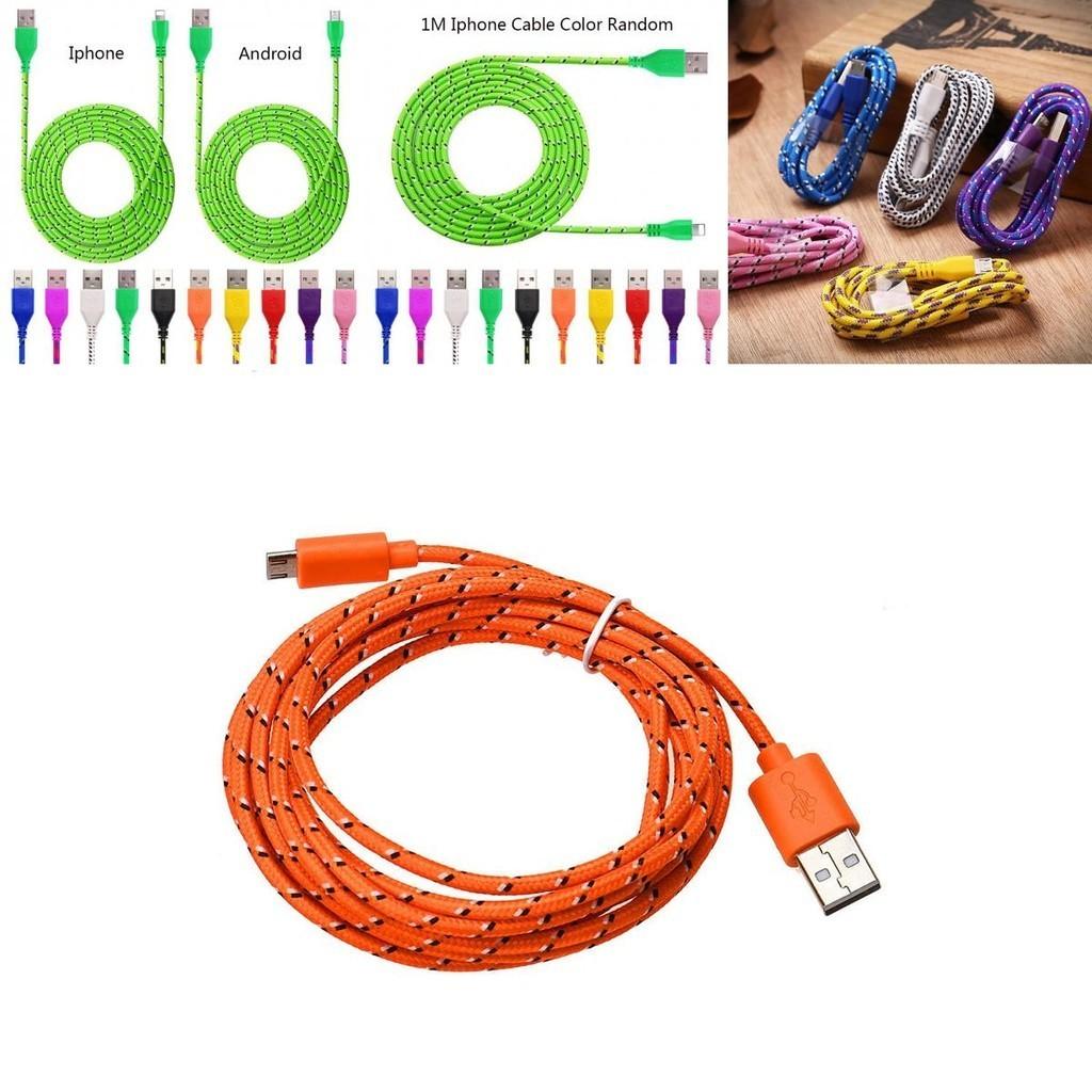 1м 2м 3м Нейлоновый плетеный Micro USB кабель-зарядка для Android iPhone телефона мобильного