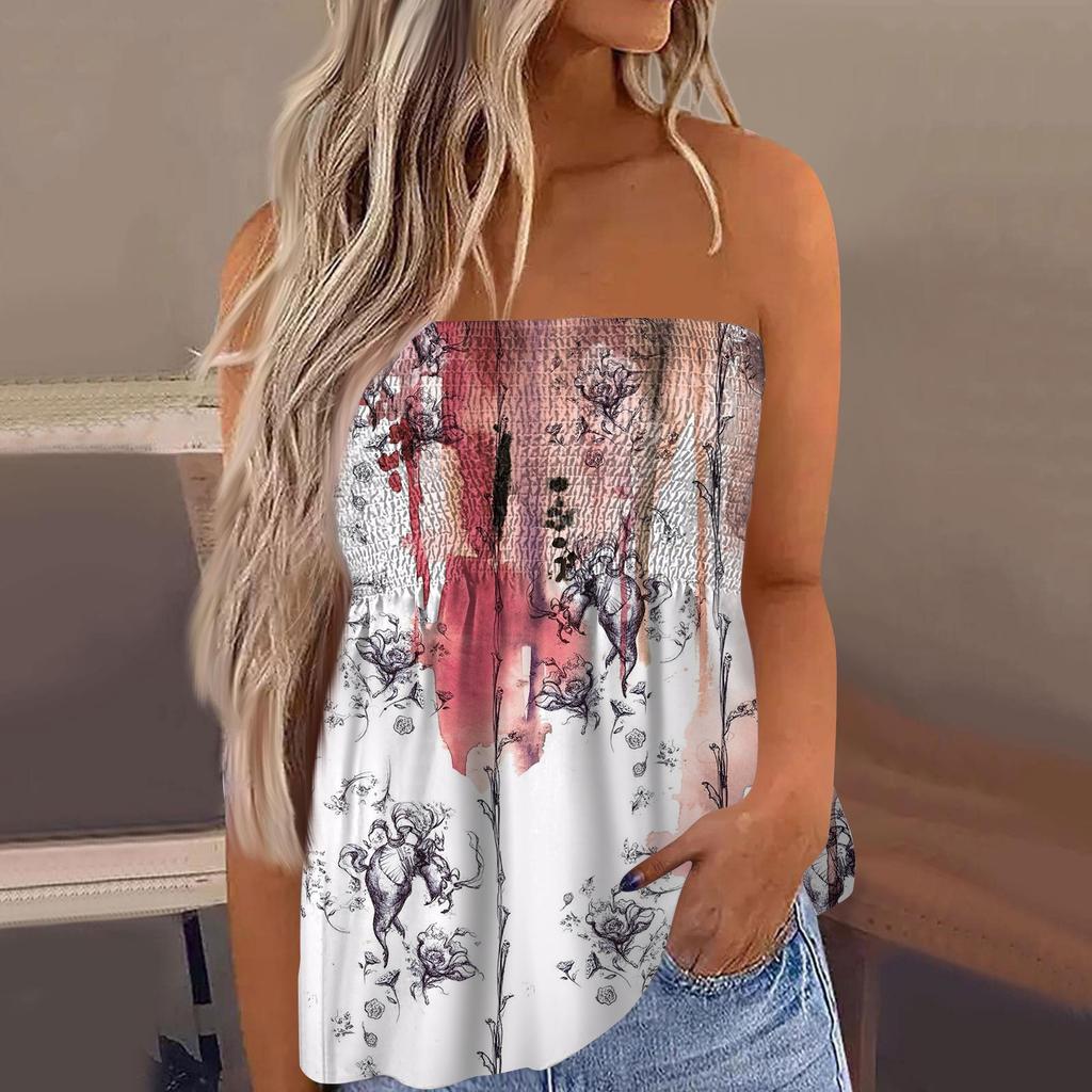 2024 топы для женщин, милая сексуальная футболка без рукавов с открытыми плечами и цветочным принтом