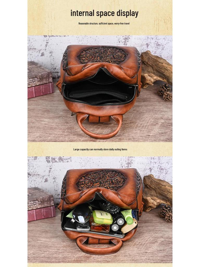 Винтажный рюкзак в китайском стиле с тиснением, большой вместимости, для повседневных путешествий, для женщин