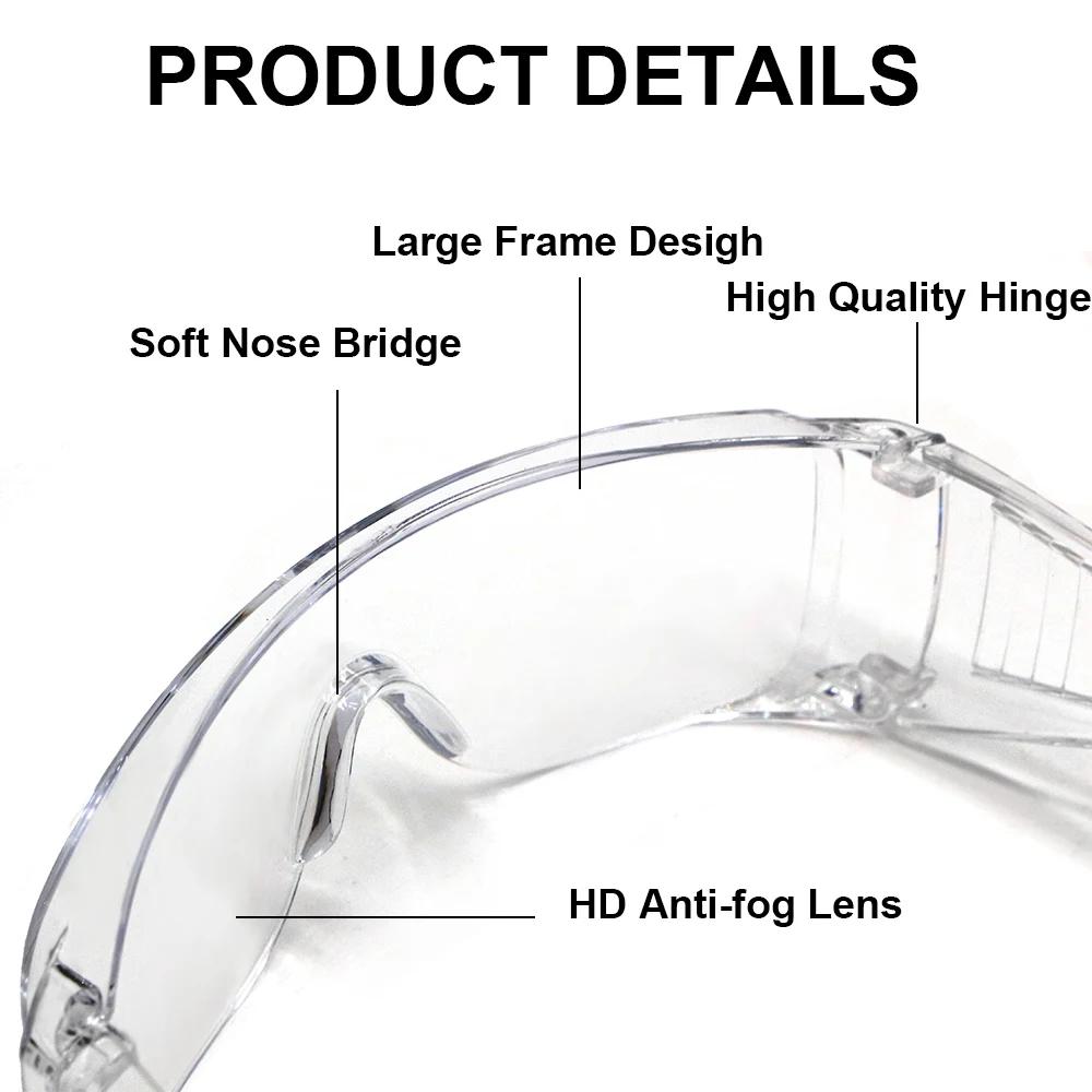 1 шт. Безопасные прозрачные очки Защитные очки против запотевания Вентилируемые боковые щитки Рамка из поликарбоната Очки для езды Лабораторная защита труда