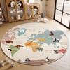 Круглый ковер с мультяшными животными, Ковер для гостиной, Прикроватный ковер для спальни, Грязеотталкивающий декоративный ковер, Легкий в уходе ковер
