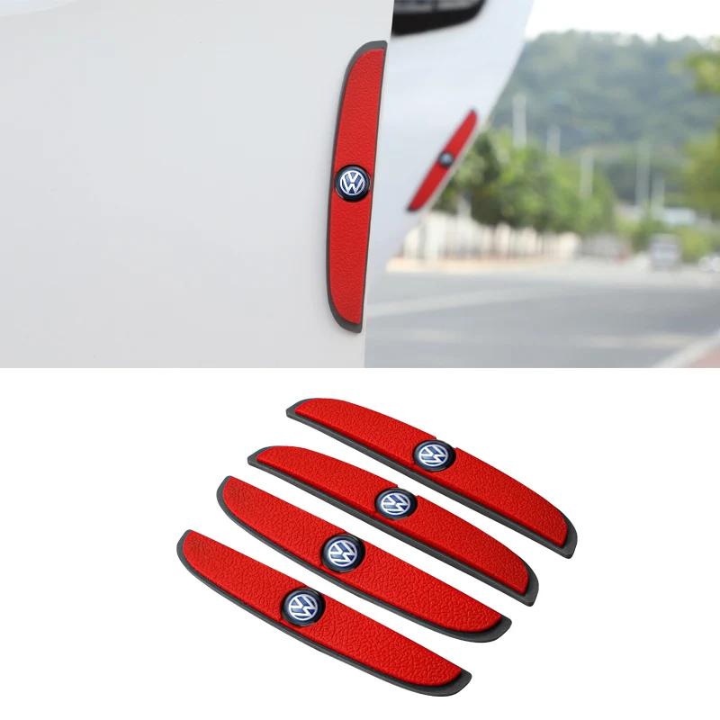 Valve Stems Caps Car Sticker For VW Volkswagen Jetta MK5 Golf 4Pcs Car Door Rearview Mirror Anti-Collision Strip Stickers Access zd7