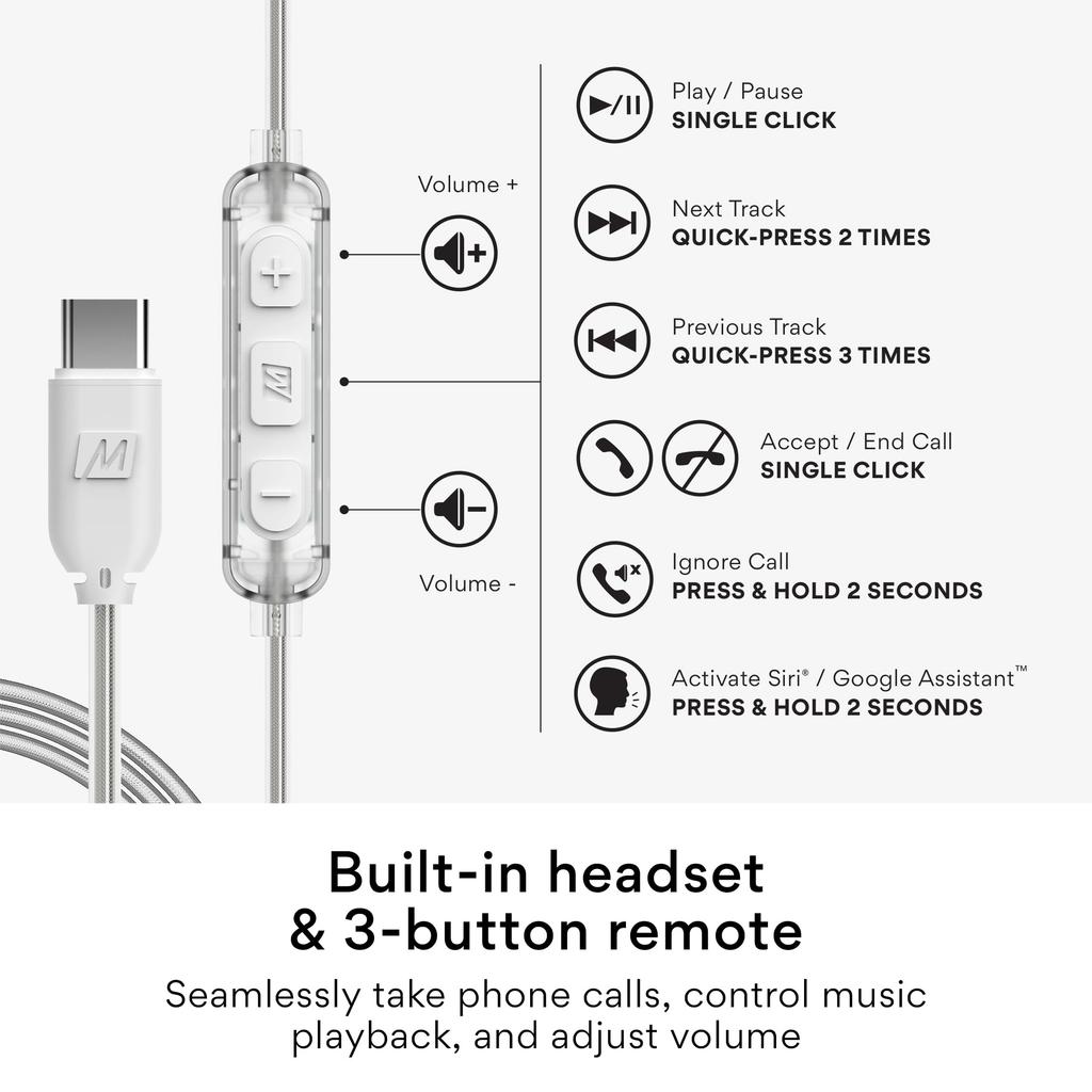 MEE Audio Clear Compatible Wired Earphones Sports Earphones EP-M6USB-CL M6-USB USB-C Ear-hook