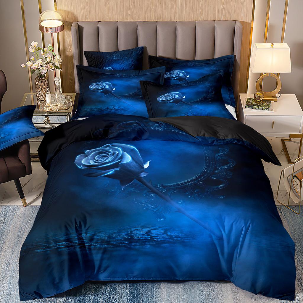 Красная Роза 3D Цветочный Пододеяльник Комплект постельного белья Цветочное Постельное Белье Двуспальная Простыня Одеяло Летнее Одеяло Королевский Размер