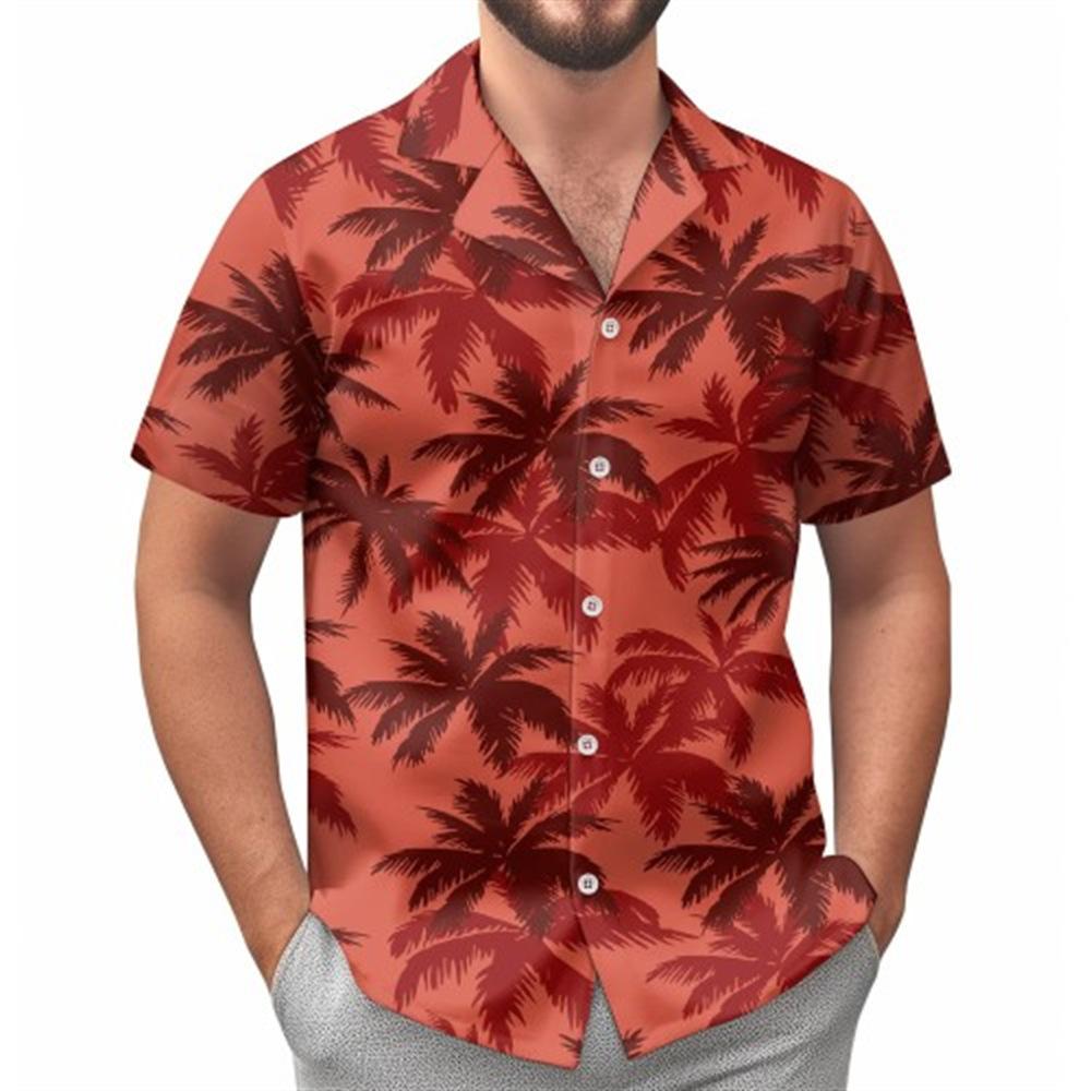Мужская повседневная рубашка с короткими рукавами в гавайском пляжном стиле с 3D-принтом