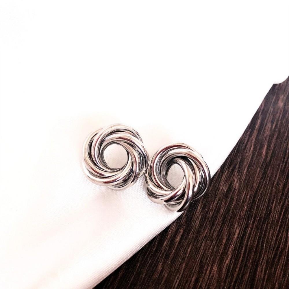 Fashion Jewelry Metal Round Earrings Light Luxury Geometric Circle Earrings Ladies Ear Studs Party