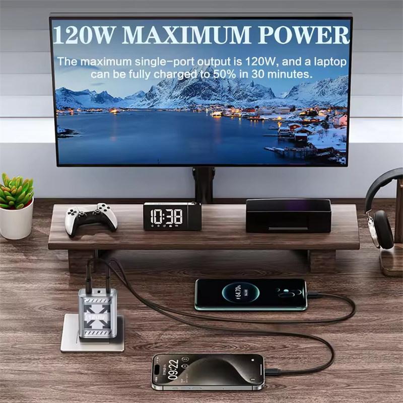 Быстрая зарядка 120 Вт 3 порта Зарядное устройство для мобильного телефона QC3.0 USB Type C Зарядные устройства Двойной PD USB Сетевой адаптер Вилка ЕС/США для iPhone Samsung