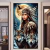 Большой размер Мозаика Сделай сам Полные наборы для алмазной живописи Искусство Девушка и волк Вышивка Крестом Стразы