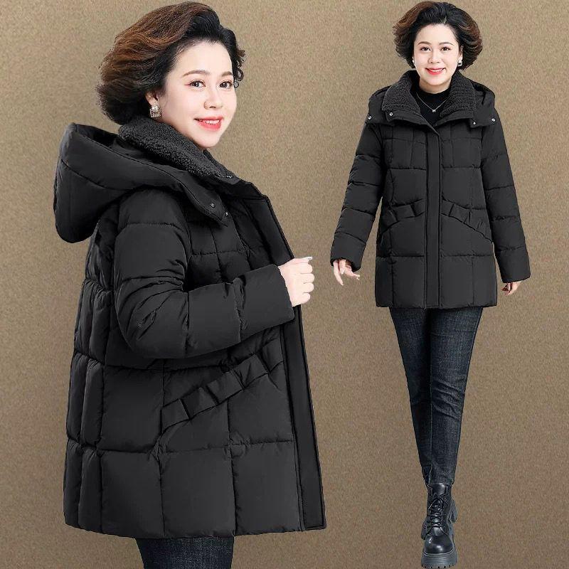 Утепленная зимняя куртка с хлопковой подкладкой для женщин среднего возраста, длинное пуховое пальто для дополнительного тепла
