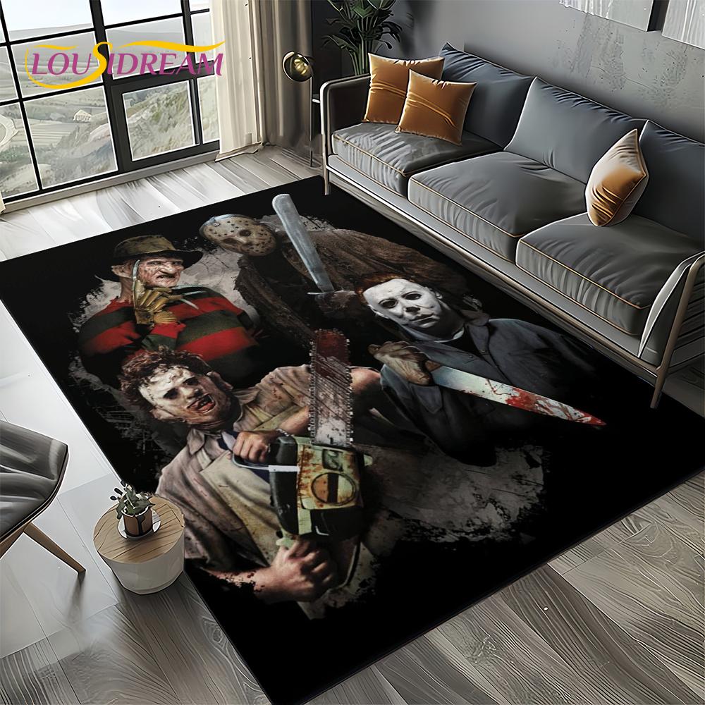 Ковер Коврик Персонаж Фильма Ужасов Чаки Пеннивайз Хэллоуин Пила для Гостиной Спальни Дома Украшение Дивана, Нескользящий Напольный Коврик