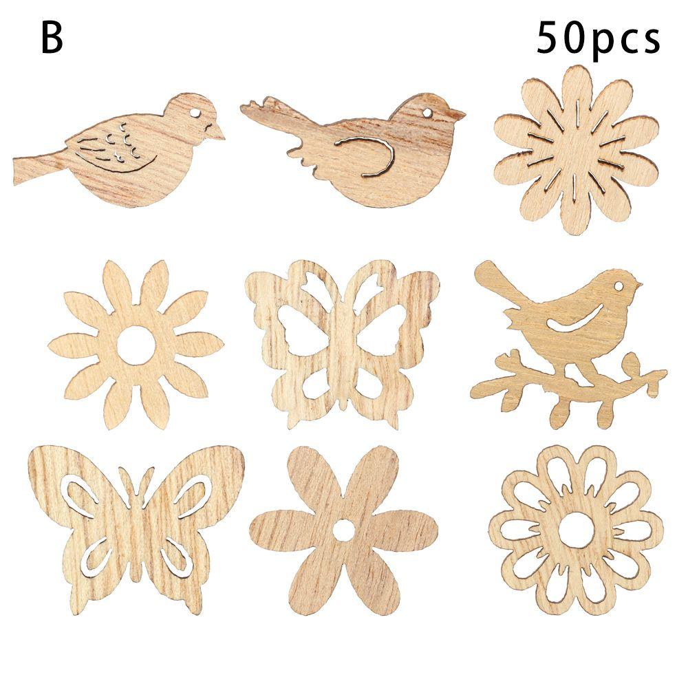 50Pcs Wooden Home New Year Cartoon Wood Chip Xmas Tree Hanging Ornament Christmas Party Decorations Snowman Snowflake Gift Decor