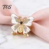 Decorative Butterfly Scarf Fastener Enamel Ring, Sparkling Rhinestone Slide Buckle Retro Elegant Wrap Holder for Women Neckerchiefs Scarves