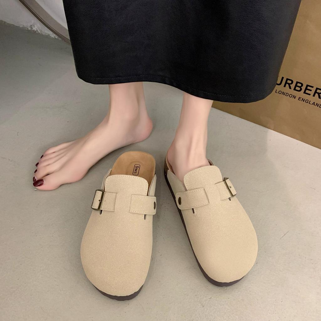 Интернет знаменитости верхняя одежда универсальные тапочки Boken с одной педалью женские весенние 2025 новые увеличенные тапочки с толстой подошвой сумка-голова Boken полутапочки