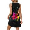 Women's Fashion Casual Printed V-Neck Button With Pocket Vest Sleeveless Dresses