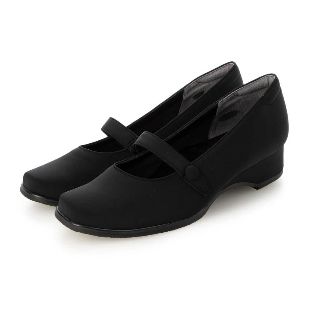 Formal pumps for with silent arch suitable for formal occasions shoe numerical women, black, strap, water-repellent finish, heel, support, (106915)