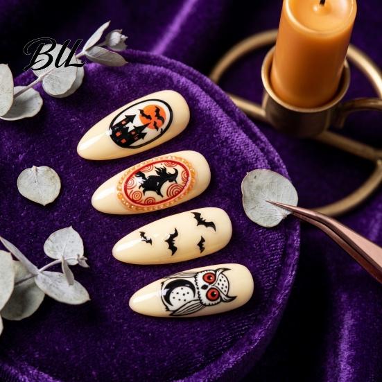 Waterproof Nail Art Supplies Women Stickers for Halloween, Spooky Ghost Pumpkin Spider Web Bat Decals Thorns Manicure Decal, DIY Holiday Party