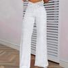 Women's Hollow Belt Trousers Temperament  Flared Trousers High Waist Casual Wide Leg Pants