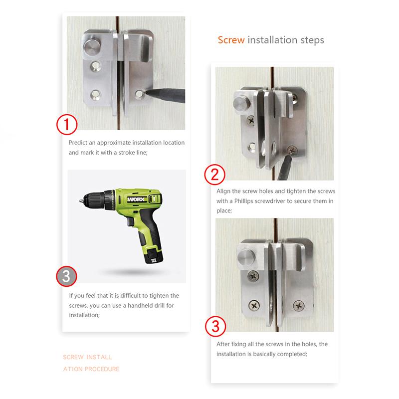Stainless Steel Sliding Door Lock Bolts Anti-Theft Catch Lock Sliding Bolts Lock Padlock Clasp Gate Safety Lock Home Hardware
