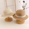 Baby Lace Bowknot Straw Hat Toddler Sun Hat Girls' Beach Hat British Style Top Hat Flat Top Sun Cap