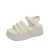New Korean Version of Summer Temperament Sandals Women's Muffin Thick Sole One-word Buckle Casual Roman Shoes Tide Wholesale