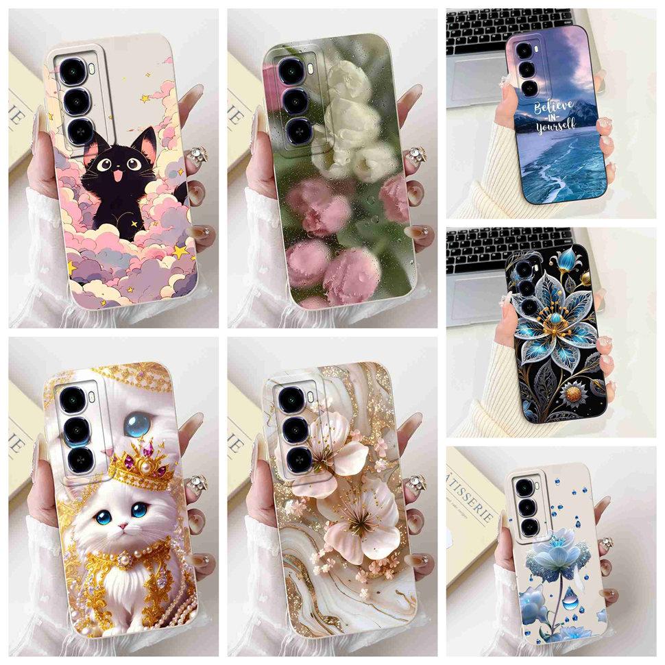 For itel City 100 4G C671L Case Cute Cat Luxury Flower Soft Silicone Back Cover For ITEL City100 4G 6.75" Phone Cases Bumper